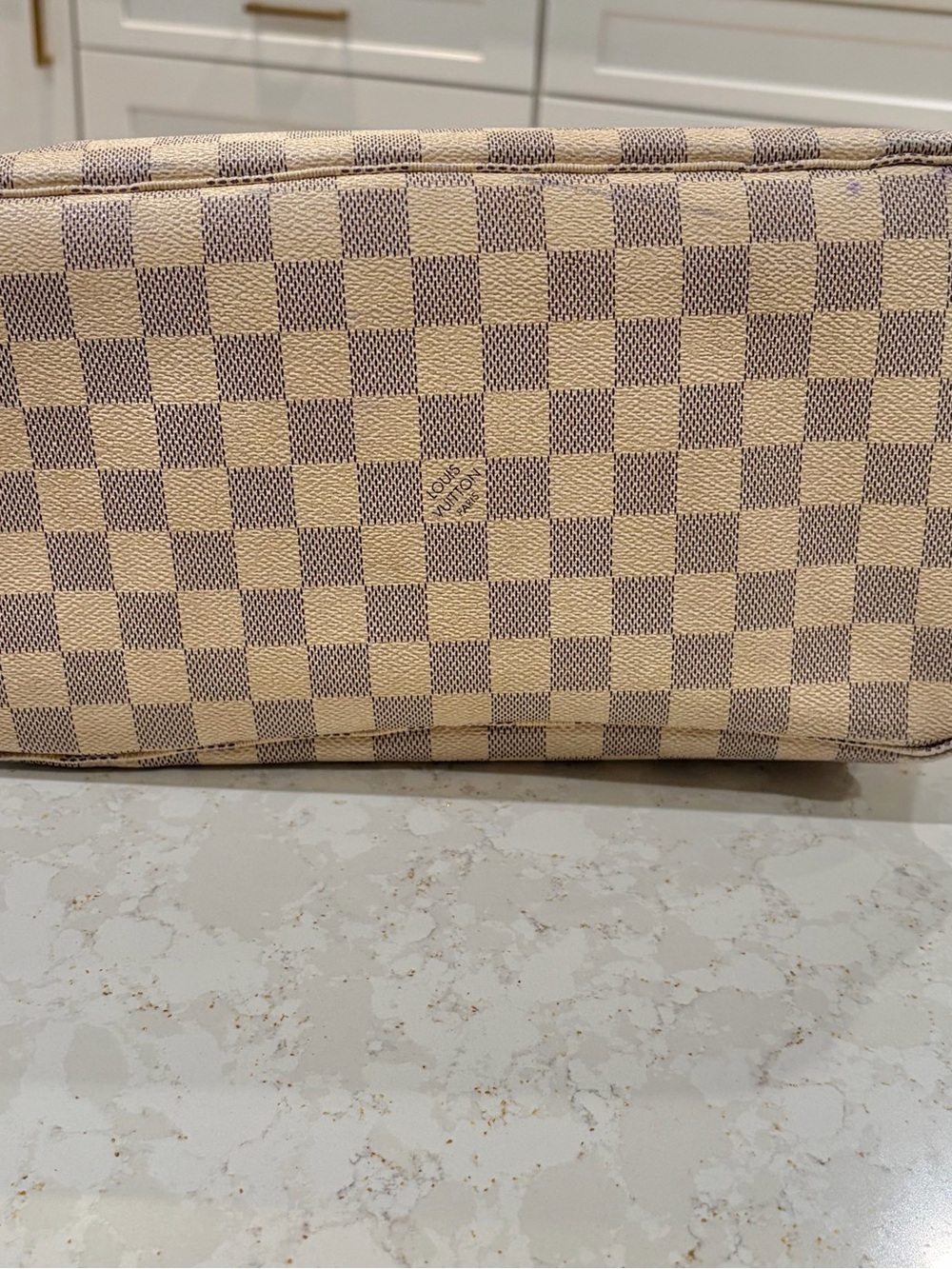 LV Canvas tote bag Checkered Damier Azur 'Neverfull MM' Authentic COA - Picture 16 of 17